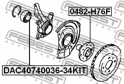 Front Wheel Bearing Kit Febest DAC40740036-34KIT