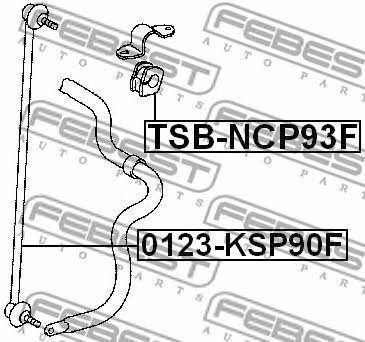 Front anti roll bar bush Febest TSB-NCP93F