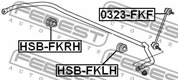 Front stabilizer bush, left Febest HSB-FKLH