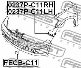 Febest Bracket front bumper – price 24 PLN