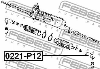 Tie rod end outer Febest 0221-P12