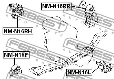 Engine mount, rear Febest NM-N16RR