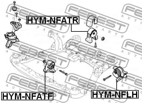 Engine mount, front Febest HYM-NFATF