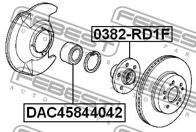 Front wheel bearing Febest DAC45844042