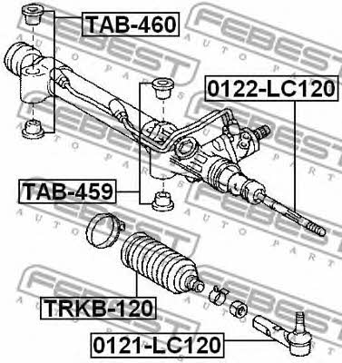 Silent block steering rack, kit Febest TAB-460