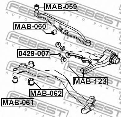 Silent block rear wishbone Febest MAB-062