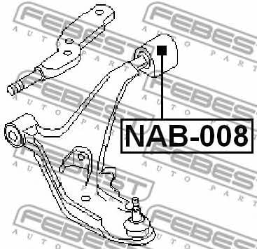 Front lower control arm rear bushing Febest NAB-008