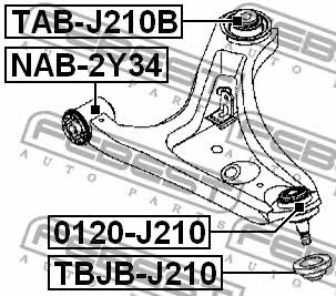 Front lower control arm rear bushing Febest TAB-J210B