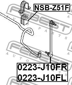 Front stabilizer bar, right Febest 0223-J10FR