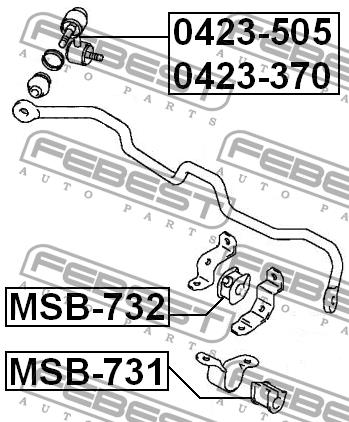 Front anti roll bar link, right Febest 0423-505
