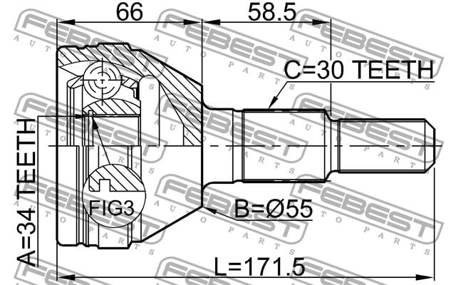 Febest CV joint – price 229 PLN