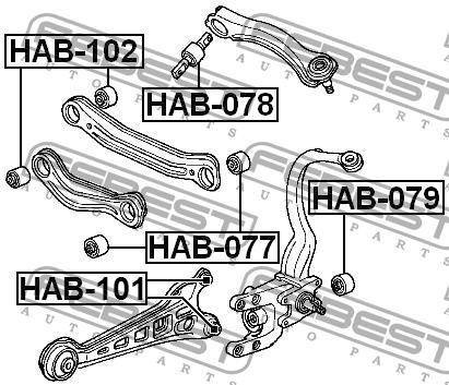 Silent block rear cross link Febest HAB-077