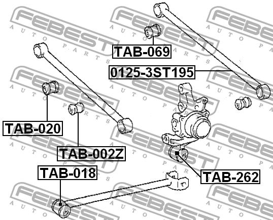 Silent block rear wishbone Febest TAB-002Z