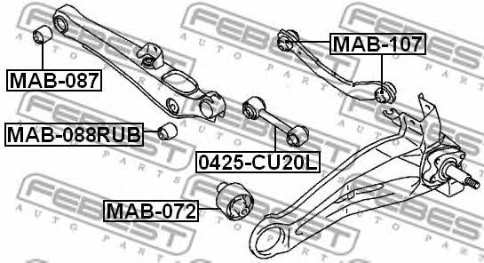 Febest Silent block rear cross link – price [object Object] PLN