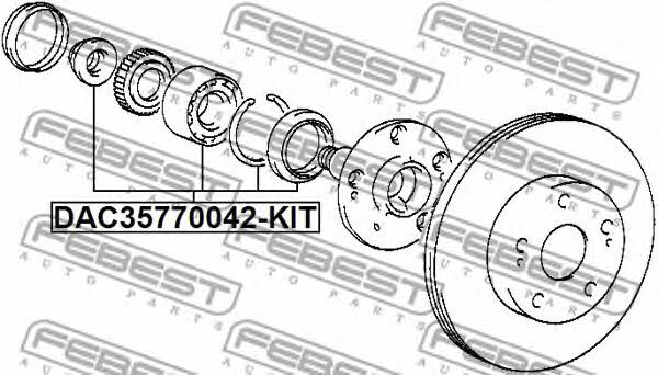 Front wheel bearing Febest DAC35770042-KIT