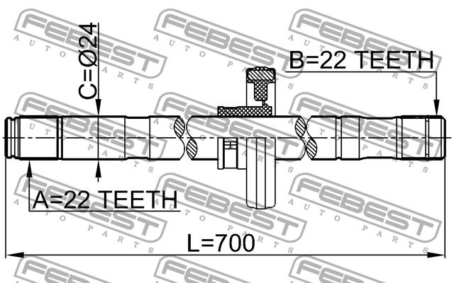 Right axle shaft Febest 0212-B10ATRH