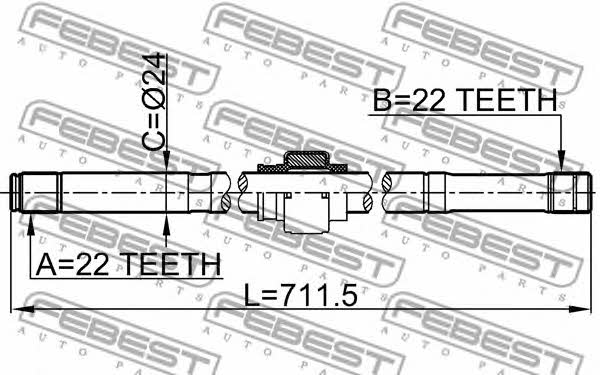 Right axle shaft Febest 0212-B10MTRH