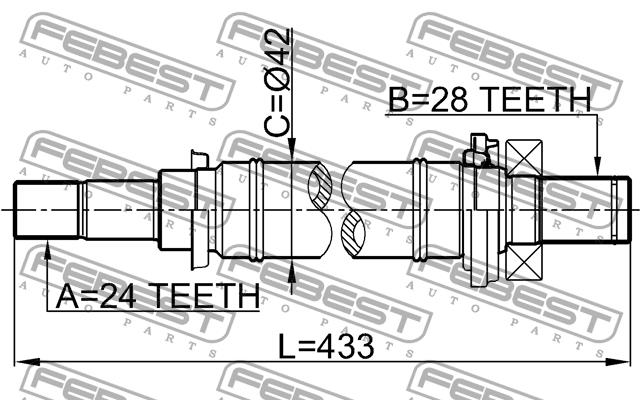 Right axle shaft Febest 0512-M316MT