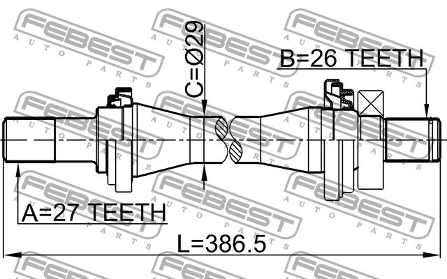 Right axle shaft Febest 1212-TUC