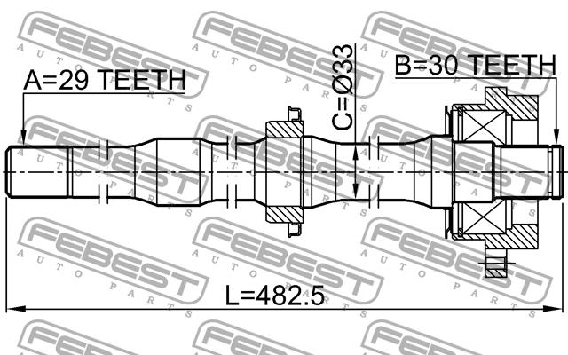 Right axle shaft Febest 0212-Z50RH