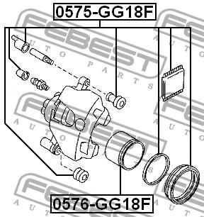 Front brake caliper piston Febest 0576-GG18F