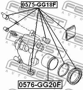 Front brake caliper piston Febest 0576-GG20F