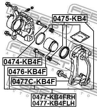 Front brake caliper piston Febest 0476-KB4F