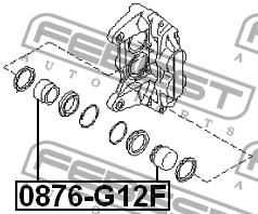 Front brake caliper piston Febest 0876-G12F