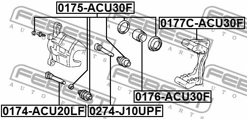 Front brake caliper piston Febest 0176-ACU30F