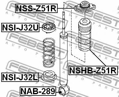 Bellow and bump for 1 shock absorber Febest NSHB-Z51R