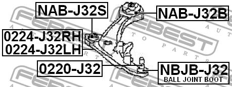 Ball joint boot Febest NBJB-J32