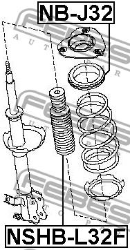 Bellow and bump for 1 shock absorber Febest NSHB-L32F