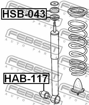 Silent block rear shock absorber Febest HAB-117