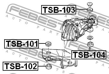 Bush, axle spider (differential pinion gear) Febest TSB-104
