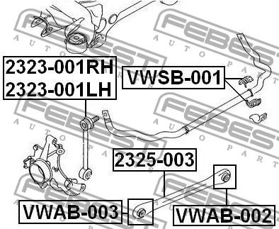 Rear stabilizer bush Febest VWSB-001
