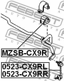 Rear anti roll bar bush Febest MZSB-CX9R