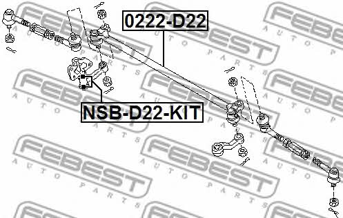 Steering pendulum bushing Febest NSB-D22-KIT
