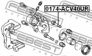 Caliper slide pin Febest 0174-ACV40UR
