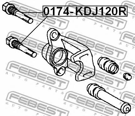 Caliper slide pin Febest 0174-KDJ120R