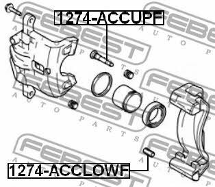 Caliper slide pin Febest 1274-ACCLOWF