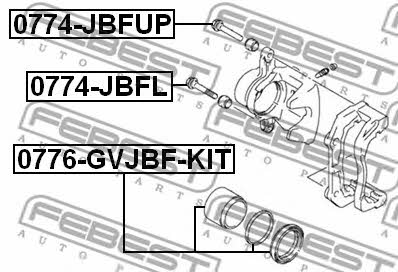 Caliper slide pin Febest 0774-JBFUP