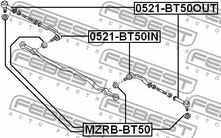 Steering tip boot Febest MZRB-BT50