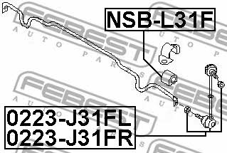 Front stabilizer bush Febest NSB-L31F