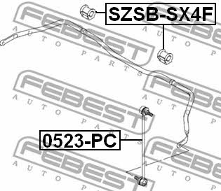 Front anti roll bar bush Febest SZSB-SX4F