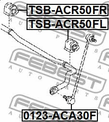 Front stabilizer bush, left Febest TSB-ACR50FL