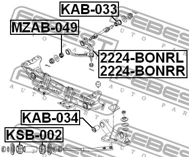 Bearing Bush, stabiliser Febest KSB-002