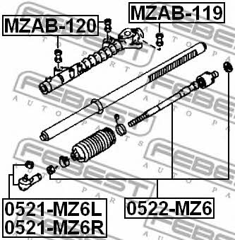 Steering rack bush Febest MZAB-120