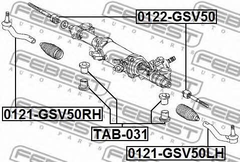Steering rack bush Febest TAB-031