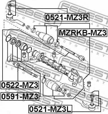 Steering rack boot Febest MZRKB-MZ3