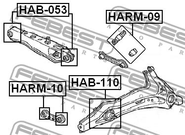 Silent block rear wishbone Febest HARM-09